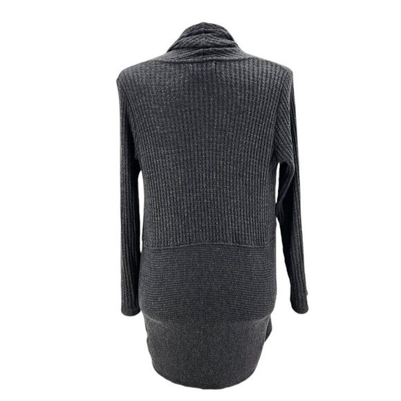Velvet by Graham & Spencer Waffle Ribbed Knit Gray Cardigan Sweater Womens Small - Picture 4 of 9